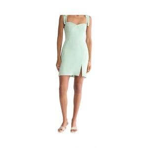 WAYF Mint Green Tie-Strap Mini Dress | Smocked Back | Crepe Fabric | NWT Size M